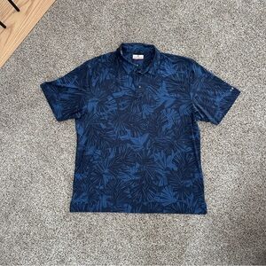 Grand Slam Navy Leaf Print Polo Shirt